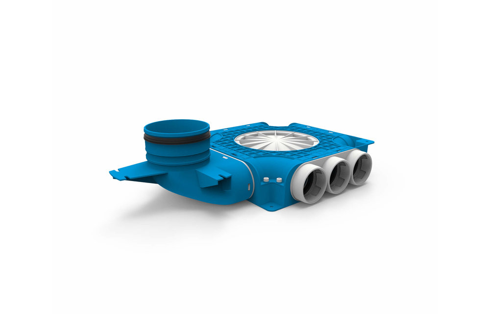 Vent-Axia Uniflexplus ventilatie samengestelde verdeler 9x Ø69mm met verticale tuit Ø125mm