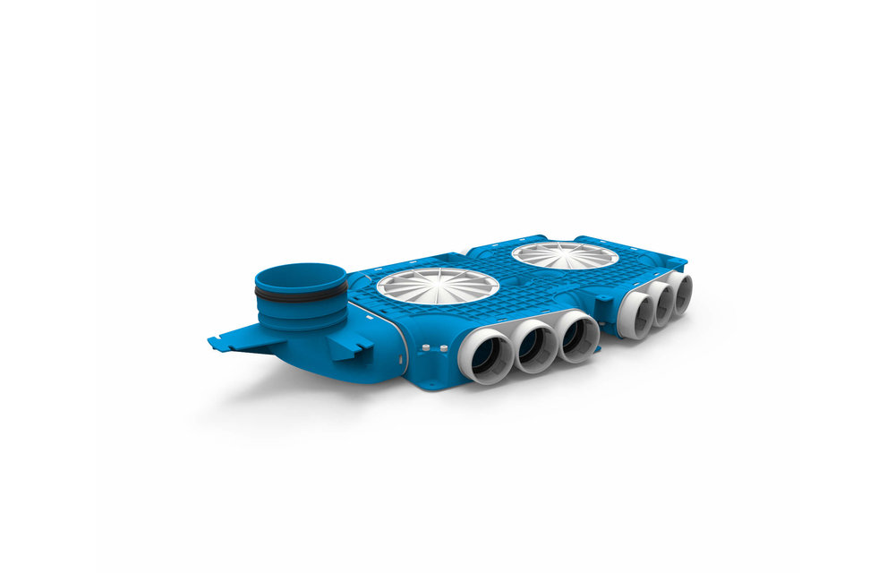 Vent-Axia Uniflexplus ventilatie samengestelde verdeler 15x Ø69mm met verticale tuit Ø125mm