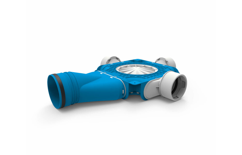 Vent-Axia Uniflexplus ventilatie samengestelde verdeler 3x Ø90mm met horizontale tuit Ø125mm