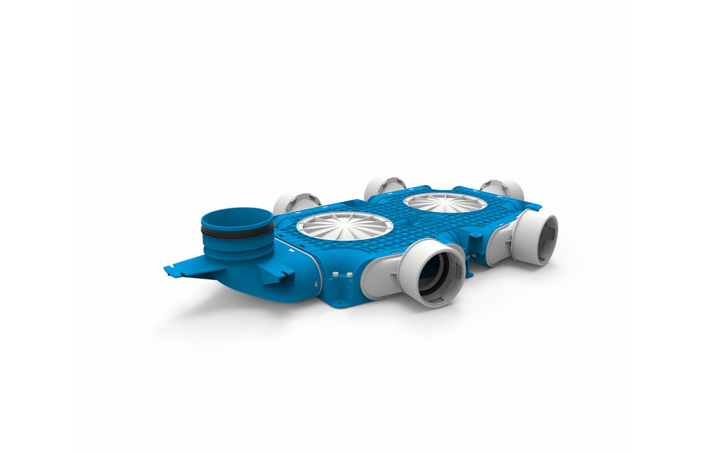 Vent-Axia Uniflexplus ventilatie samengestelde verdeler 5x Ø90mm met verticale tuit Ø125mm
