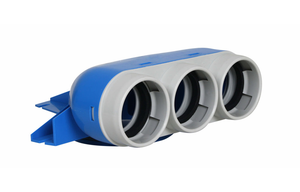 Vent-Axia Uniflexplus ventielcollector 3 x Ø69mm met schuifhuls 250mm en speciedeksel Ø125mm - Kort