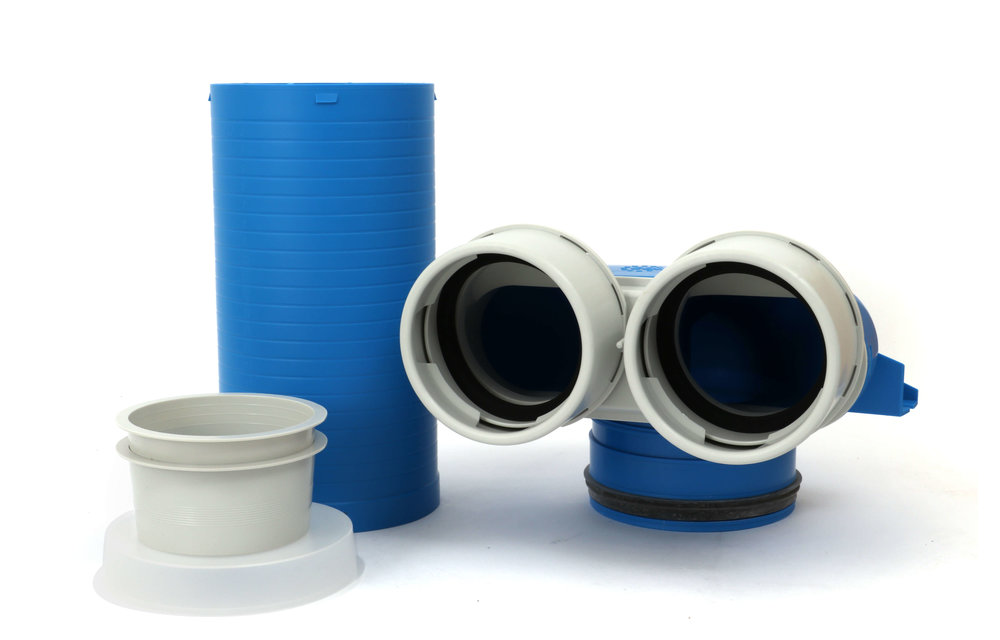 Vent-Axia Uniflexplus ventielcollector 2 x Ø90 mm met schuifhuls 250 mm en speciedeksel Ø125 mm