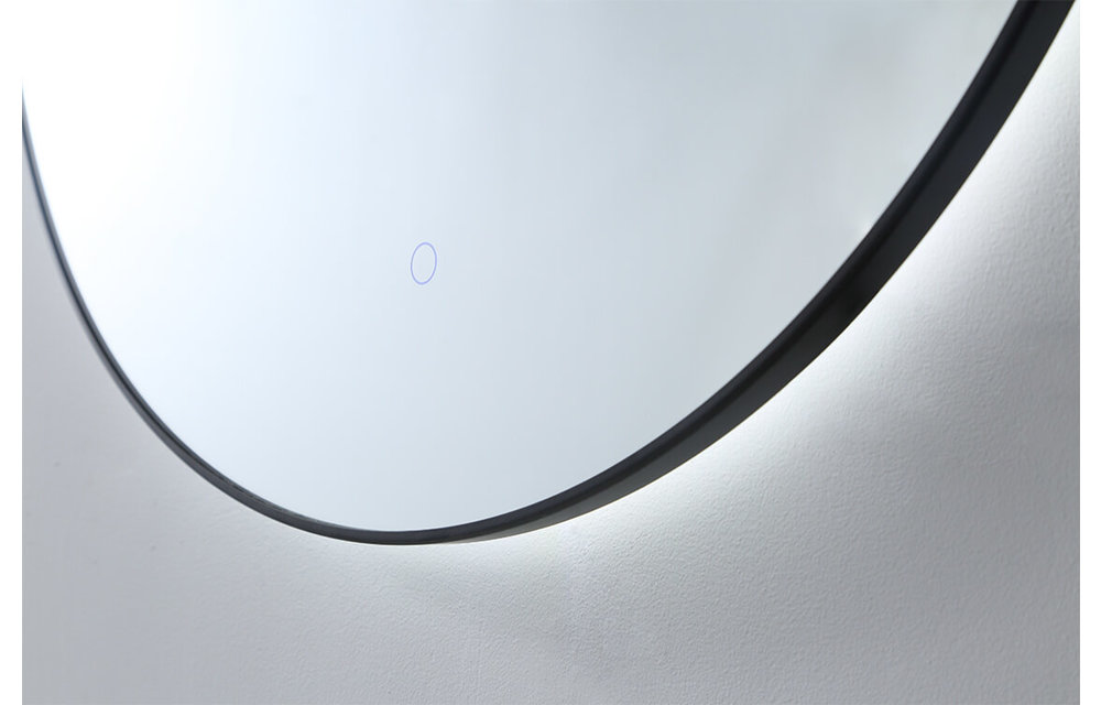 Saniful Ronde badkamerspiegel mat zwart met led verlichting in 3 kleuren instelbaar & dimbaar Incl. spiegelverwarming