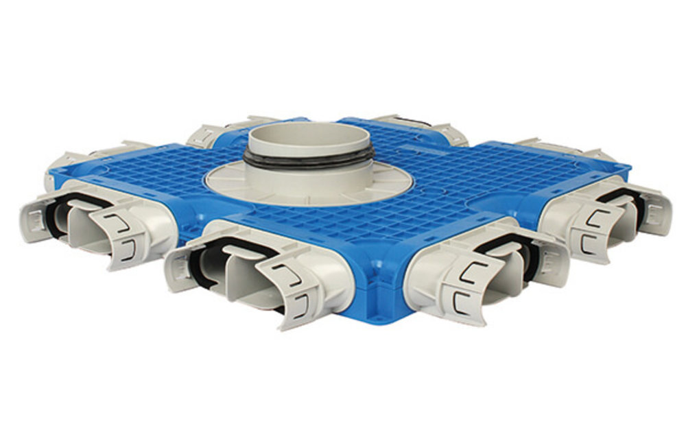 Vent-Axia Uniflexplus ventilatie verdeelbox vlak 8x 132x52mm met tuit