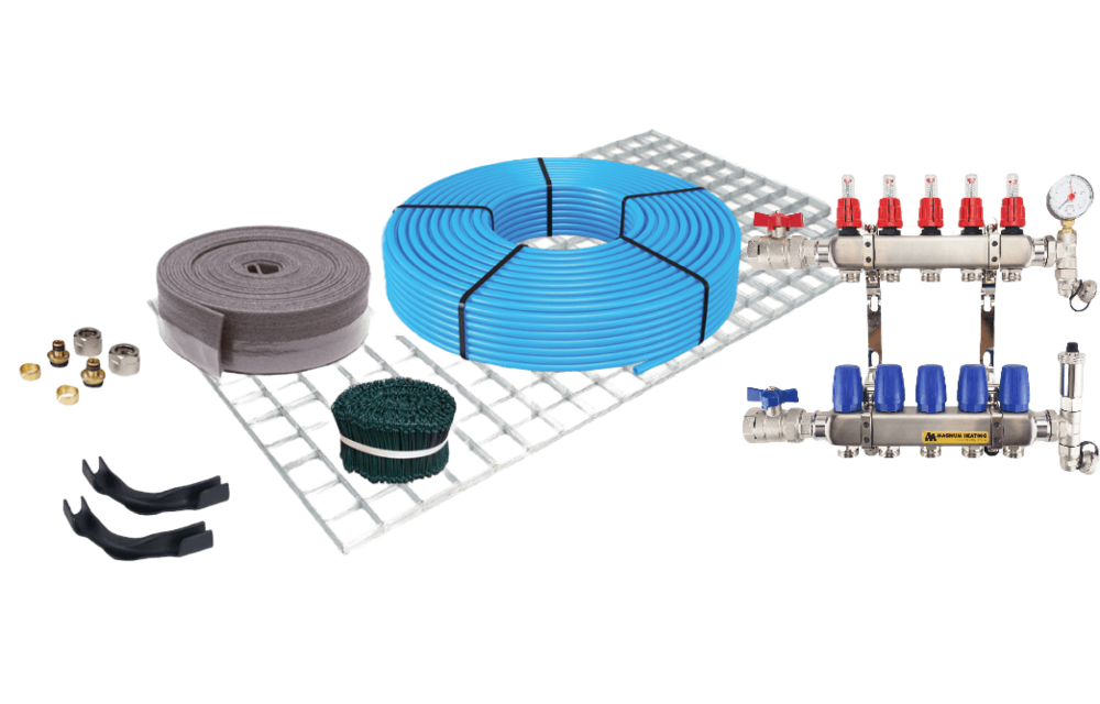 Vloerverwarmingset draadstaal tot 80m2 Warmtepomp LT