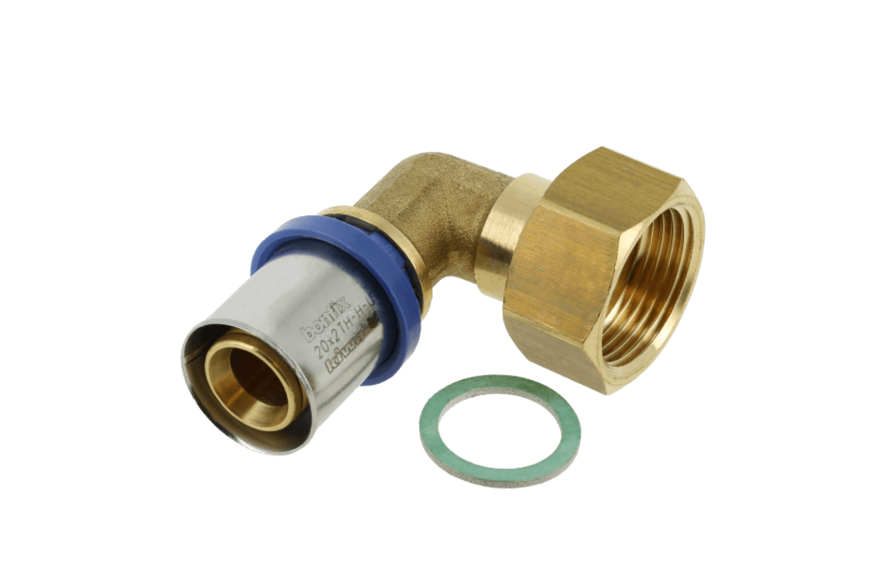 BONFIX Alu-pers 2-delige Knie met vlakke dichting ¾" x 20 mm