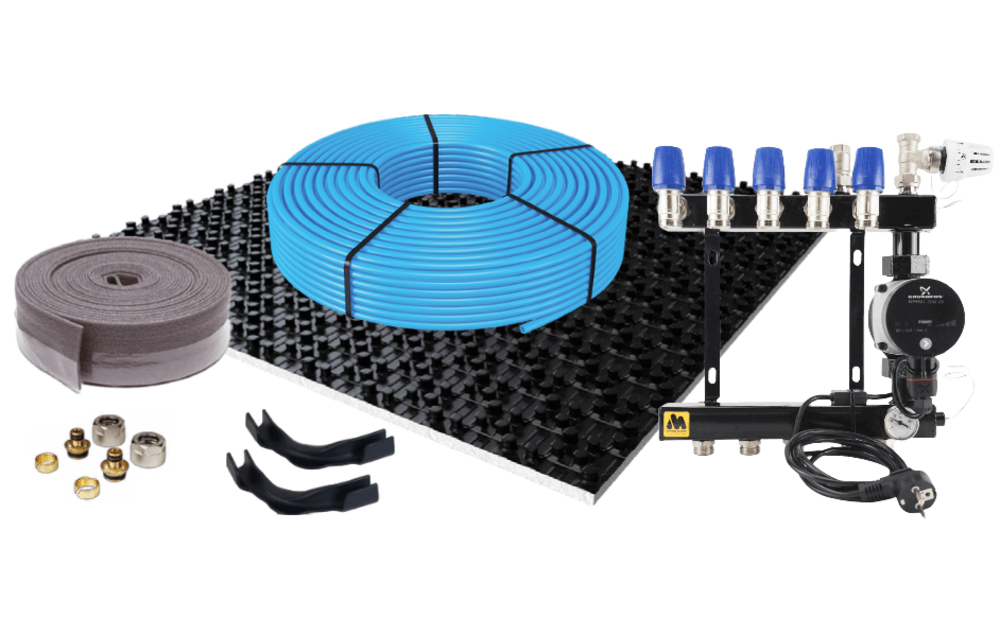 Vloerverwarmingset noppenplaat tot 40m2 CV-ketel HT