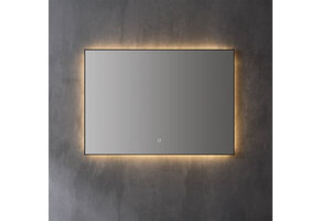 Saniful Rechthoekige mat zwart badkamerspiegel  met led verlichting in 3 kleuren instelbaar & dimbaar Incl. spiegelverwarming