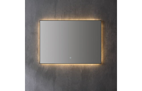 Saniful Rechthoekige mat zwart badkamerspiegel  met led verlichting in 3 kleuren instelbaar & dimbaar Incl. spiegelverwarming