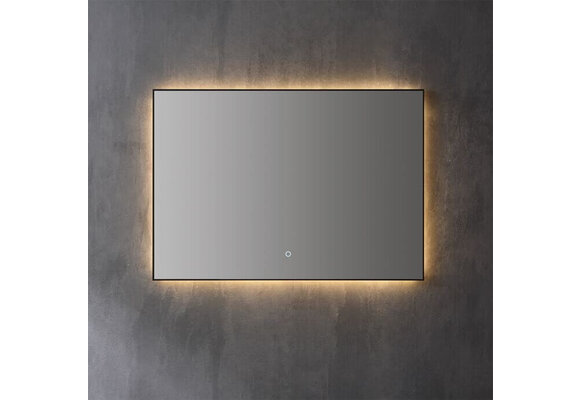 Saniful Rechthoekige mat zwart badkamerspiegel  met led verlichting in 3 kleuren instelbaar & dimbaar Incl. spiegelverwarming