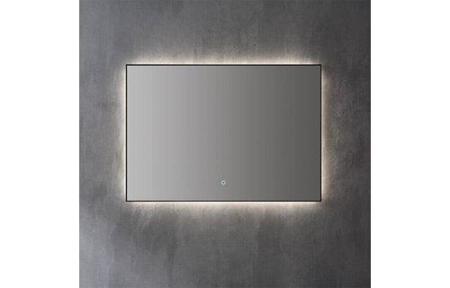 Saniful Rechthoekige mat zwart badkamerspiegel  met led verlichting in 3 kleuren instelbaar & dimbaar Incl. spiegelverwarming