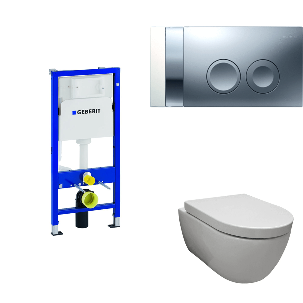Toiletset wit met geberit UP100 en DELTA25 bedieningspaneel