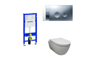 Toiletset wit met geberit UP100 en DELTA25 bedieningspaneel