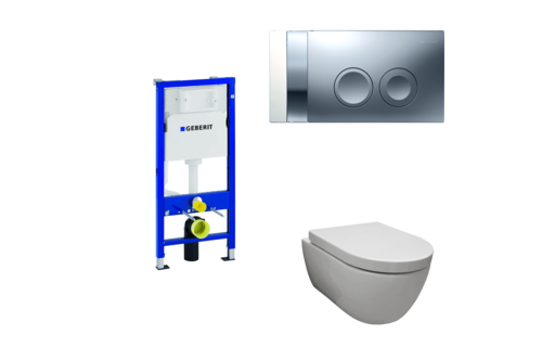 Toiletset wit met geberit UP100 en DELTA25 bedieningspaneel