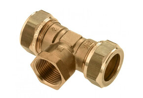 Bonfix messing schroef-T-stuk 90 graden 2x knel x binnendraad