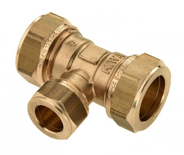 Bonfix messing verloop-T-stuk 90 graden 3x knel