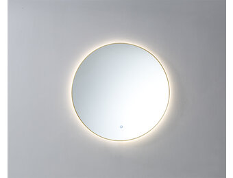 Saniful Ronde badkamerspiegel goud geborsteld met led verlichting in 3 kleuren instelbaar & dimbaar Incl. spiegelverwarming