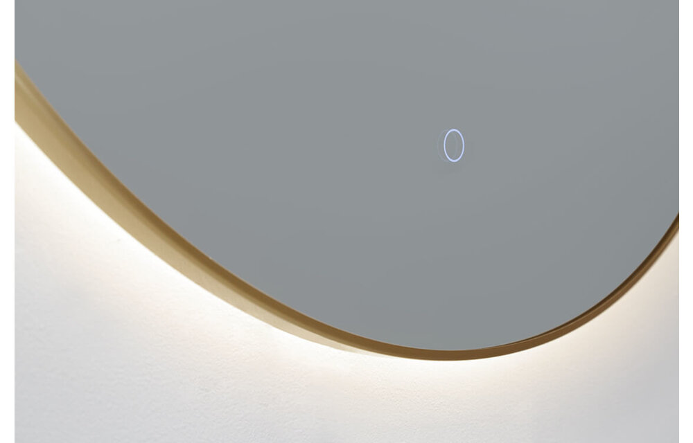 Saniful Ronde badkamerspiegel goud geborsteld met led verlichting in 3 kleuren instelbaar & dimbaar Incl. spiegelverwarming