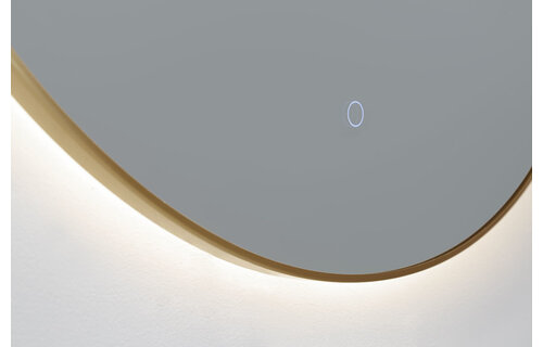 Saniful Ronde badkamerspiegel goud geborsteld met led verlichting in 3 kleuren instelbaar & dimbaar Incl. spiegelverwarming