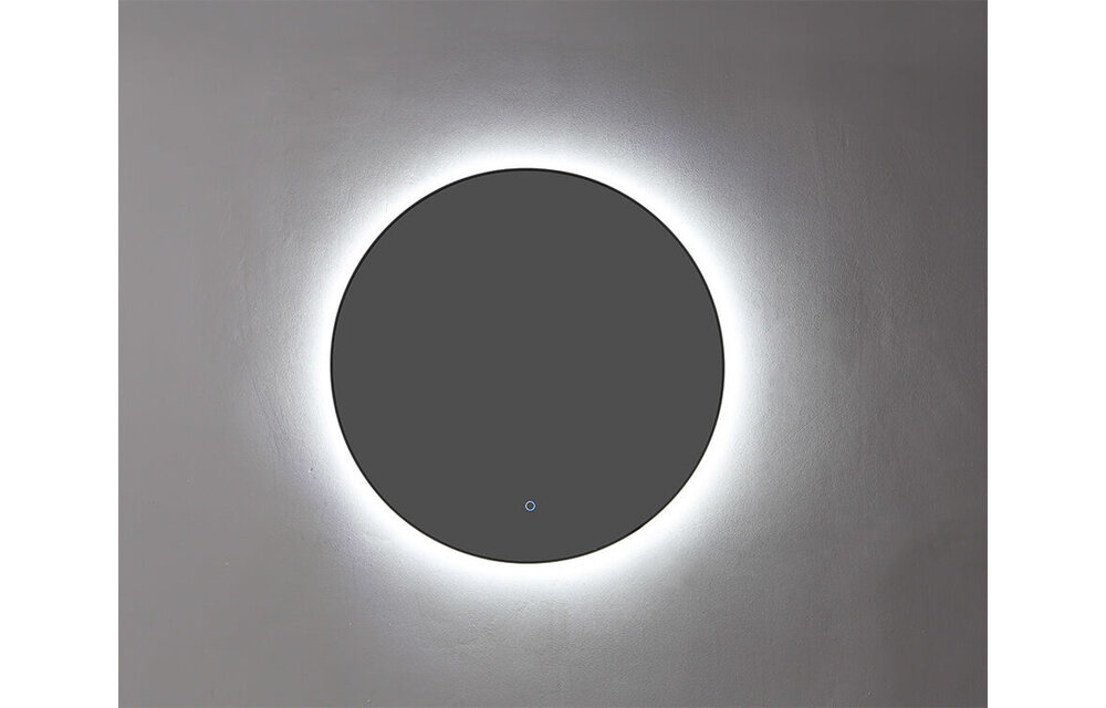 Saniful Ronde badkamerspiegel mat zwart met led verlichting in 3 kleuren instelbaar & dimbaar Incl. spiegelverwarming