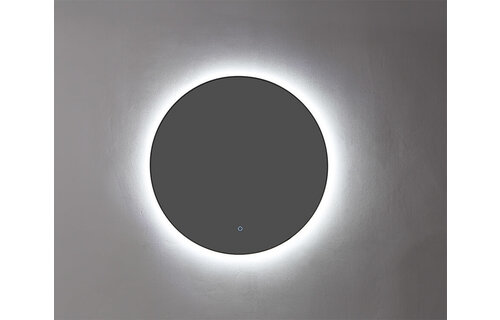 Saniful Ronde badkamerspiegel mat zwart met led verlichting in 3 kleuren instelbaar & dimbaar Incl. spiegelverwarming