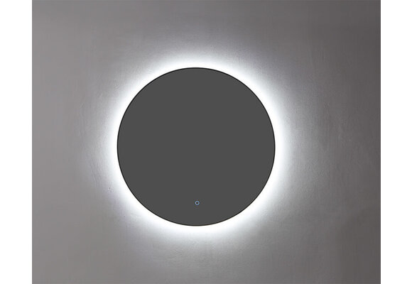 Saniful Ronde badkamerspiegel mat zwart met led verlichting in 3 kleuren instelbaar & dimbaar Incl. spiegelverwarming