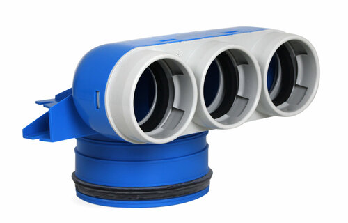 Vent-Axia Uniflexplus ventielcollector 3 x Ø69mm met schuifhuls 250mm en speciedeksel Ø125mm