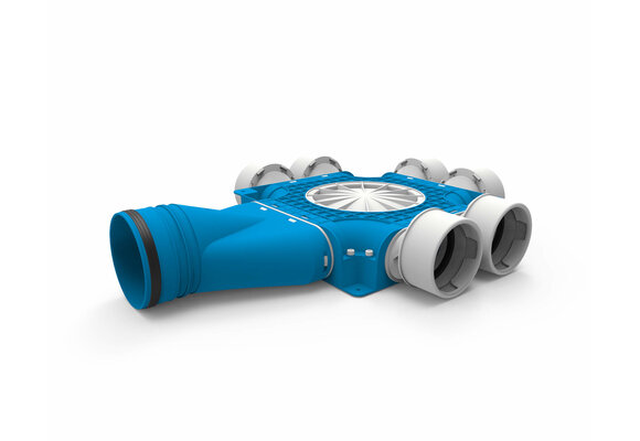 Vent-Axia Uniflexplus ventilatie samengestelde verdeler 6x  Ø90mm met horizontale tuit  Ø125mm