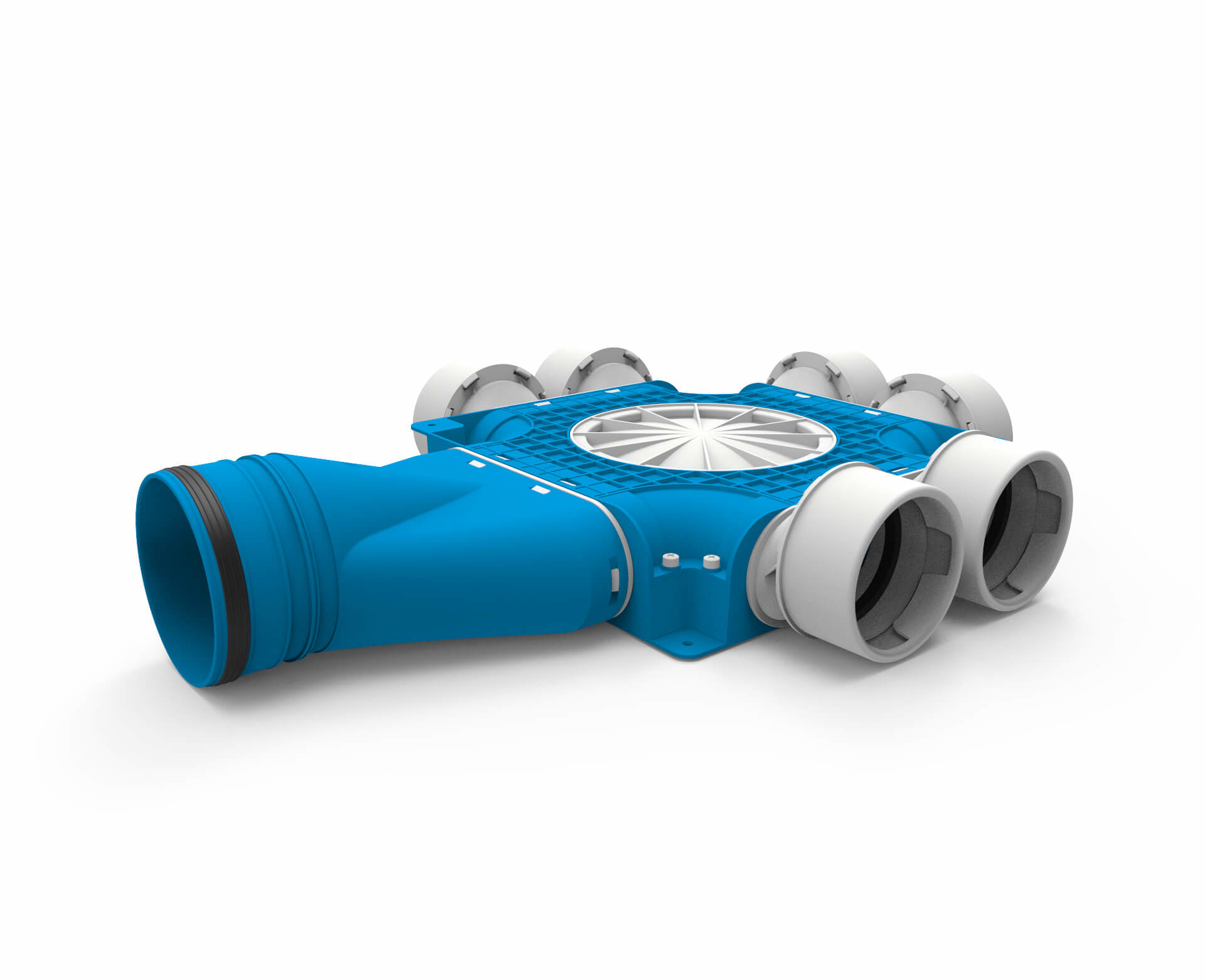 Vent-Axia Uniflexplus ventilatie samengestelde verdeler 6x  Ø90mm met horizontale tuit  Ø125mm