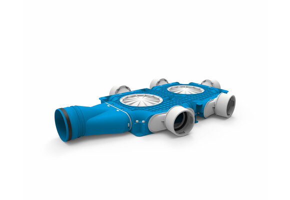 Vent-Axia Uniflexplus ventilatie samengestelde verdeler 5x  Ø90mm met horizontale tuit  Ø125mm