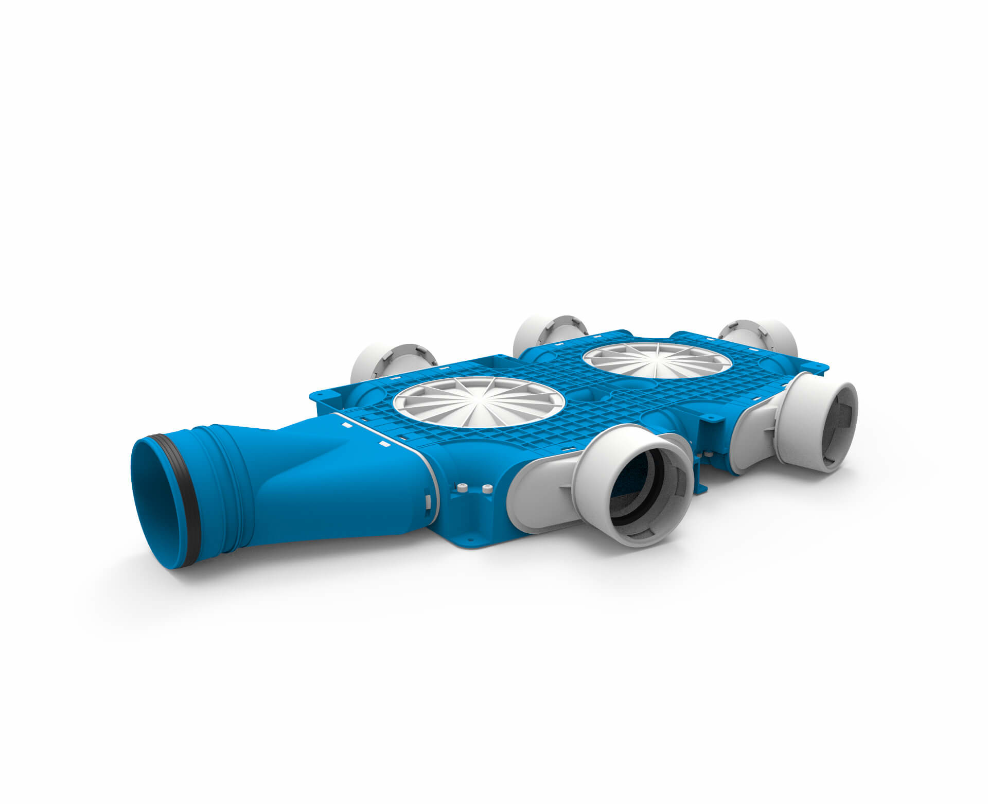 Vent-Axia Uniflexplus ventilatie samengestelde verdeler 5x  Ø90mm met horizontale tuit  Ø125mm