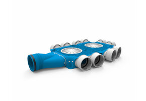 Vent-Axia Uniflexplus ventilatie samengestelde verdeler 10x  Ø90mm met horizontale tuit  Ø125mm