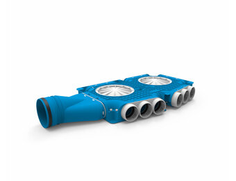 Vent-Axia Uniflexplus ventilatie samengestelde verdeler 15x  Ø69mm met horizontale tuit  Ø125mm