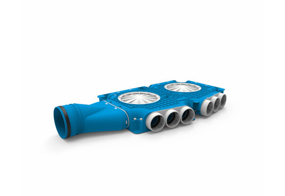 Vent-Axia Uniflexplus ventilatie samengestelde verdeler 15x  Ø69mm met horizontale tuit  Ø125mm