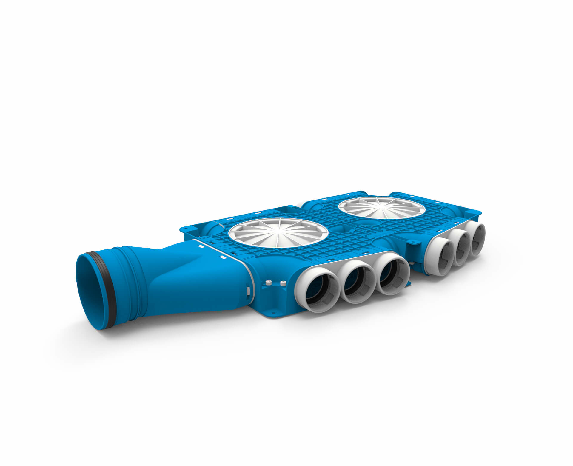 Vent-Axia Uniflexplus ventilatie samengestelde verdeler 15x  Ø69mm met horizontale tuit  Ø125mm