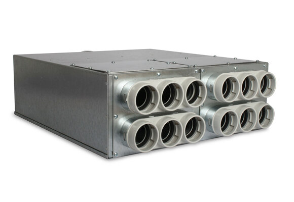 Vent-Axia Uniflexplus ventilatie verdeler met geluiddemper 12x  Ø69mm met tuit
