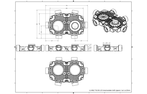 Vent-Axia Uniflexplus ventilatie hoofdverdeelbox 6x Ø90mm met tuit