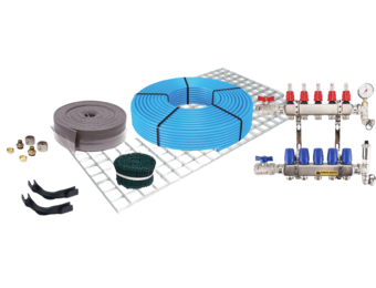 Vloerverwarmingset draadstaal tot 50m2 Warmtepomp LT