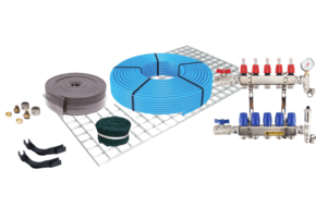 Vloerverwarmingset draadstaal tot 60m2 Warmtepomp LT