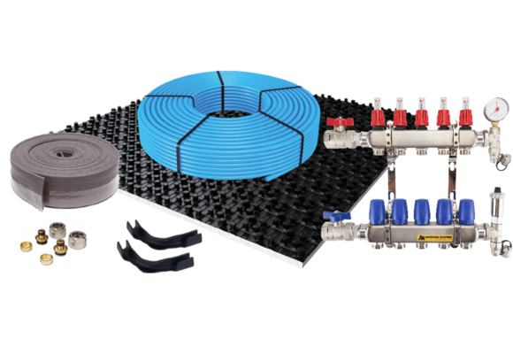 Vloerverwarmingset noppenplaat tot 20m2 Warmtepomp LT