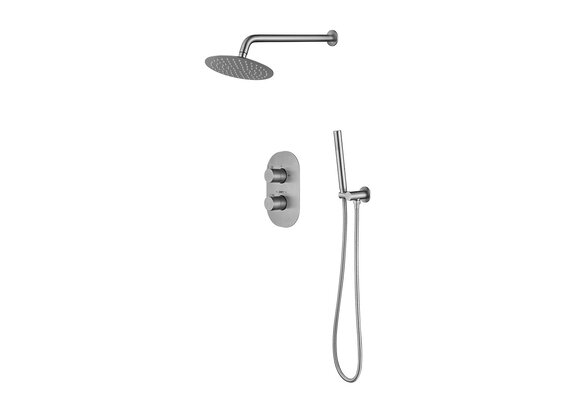 Saniful Doucheset inbouw met box thermostaat en muurbevestiging  douchekop 25cm rond RVS