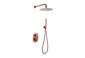 Saniful Doucheset inbouw met box thermostaat en muurbevestiging  douchekop 25cm rond Brons