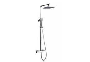 Saniful Doucheset opbouw thermostatisch in hoogte verstelbaar vierkant 20 cm chroom