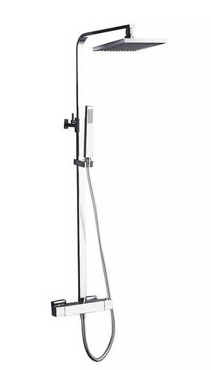 Saniful Doucheset opbouw thermostatisch in hoogte verstelbaar vierkant 20 cm chroom