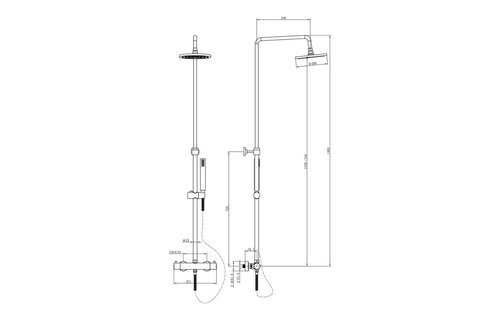 Saniful Doucheset opbouw thermostatisch in hoogte verstelbaar rond 20 cm chroom