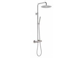 Saniful Doucheset opbouw thermostatisch in hoogte verstelbaar rond 25 cm RVS