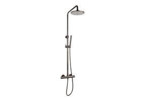 Saniful Doucheset opbouw thermostatisch in hoogte verstelbaar rond 20 cm Gun Metal