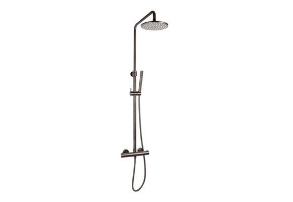 Saniful Doucheset opbouw thermostatisch in hoogte verstelbaar rond 20 cm Gun Metal