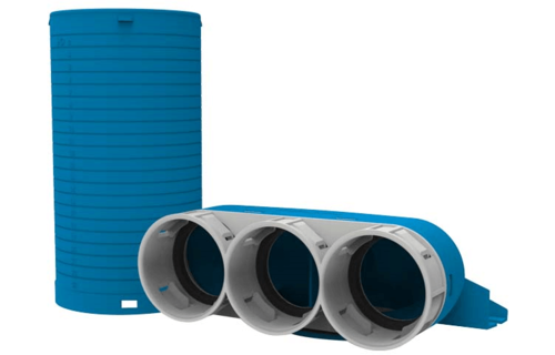 Vent-Axia Uniflexplus ventielcollector 3 x Ø69mm met schuifhuls 250mm en speciedeksel Ø125mm