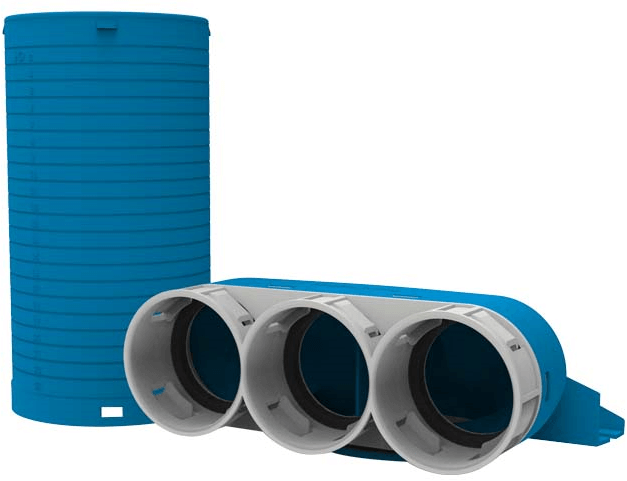 Vent-Axia Uniflexplus ventielcollector 3 x Ø69mm met schuifhuls 250mm en speciedeksel Ø125mm